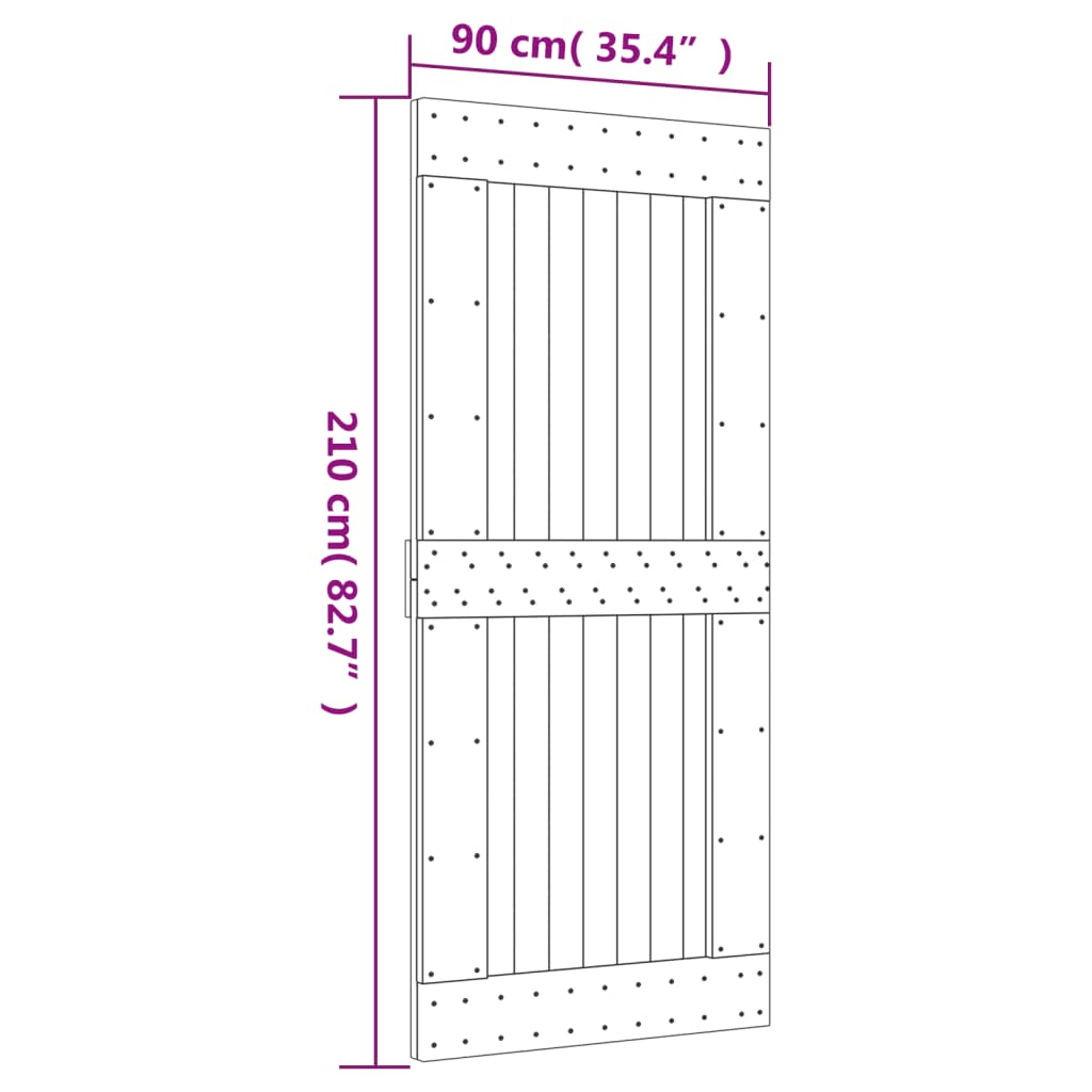 vidaXL Porte coulissante et kit de quincaillerie 90x210 cm pin massif