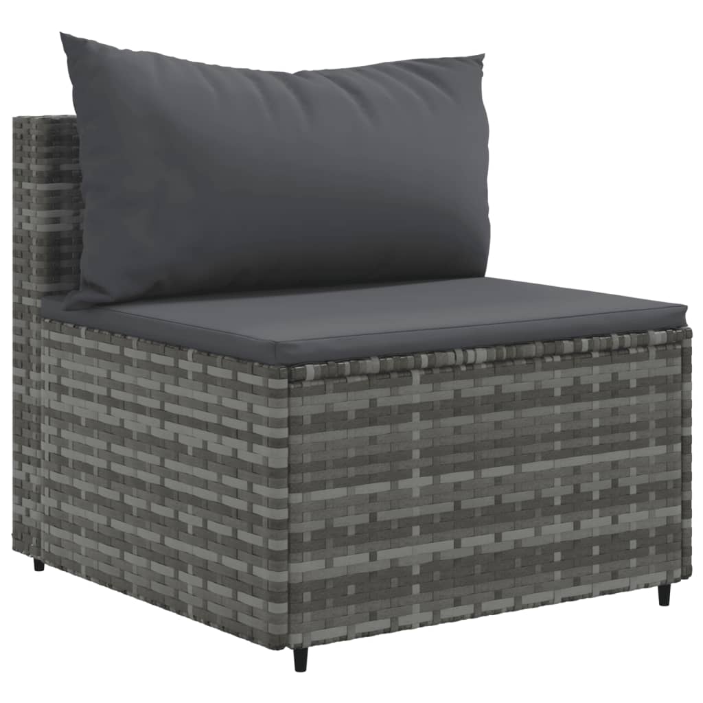 vidaXL Salon de jardin avec coussins 10 pcs gris résine tressée