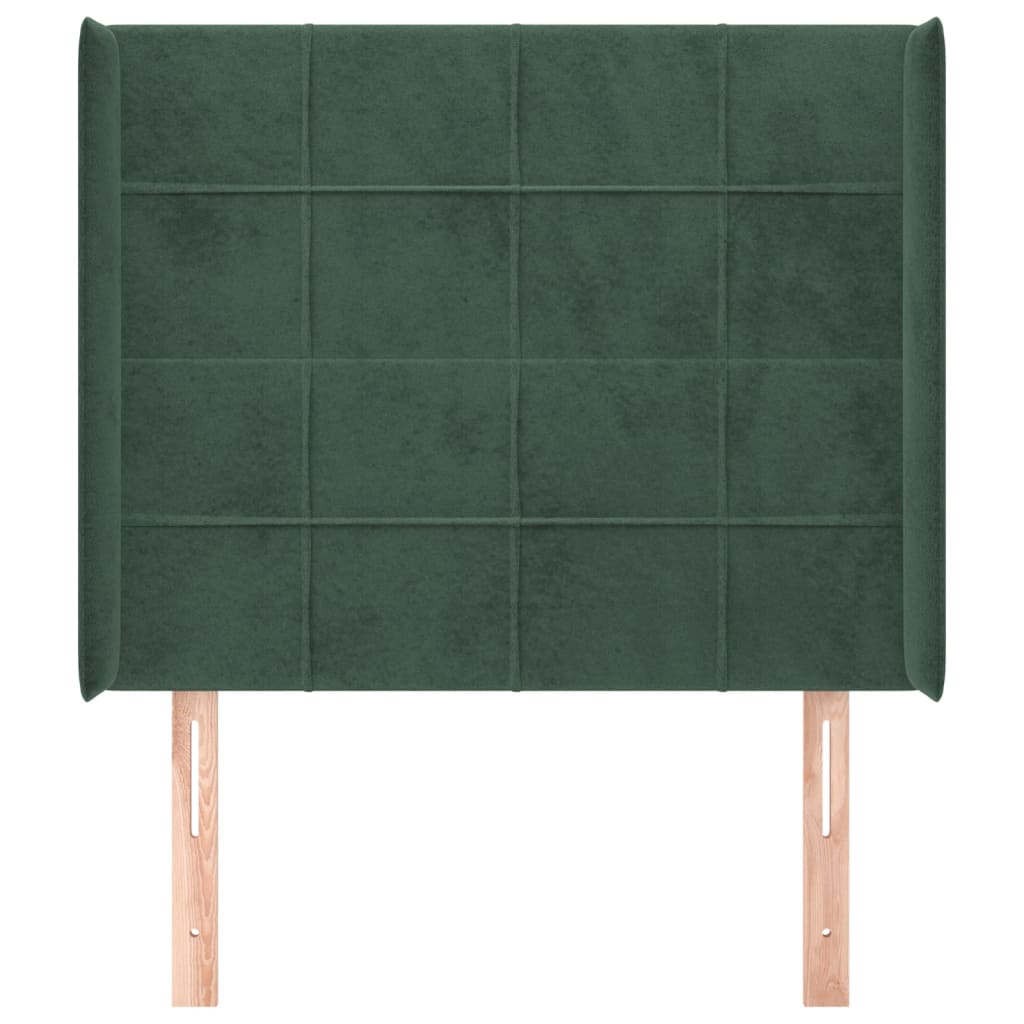 vidaXL Tête de lit avec oreilles Vert foncé 103x16x118/128 cm Velours