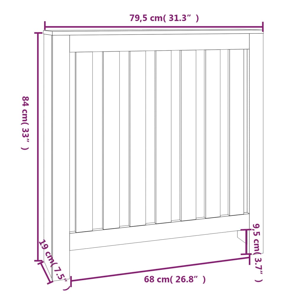 vidaXL Cache-radiateur Blanc 79,5x19x84 cm Bois massif de pin