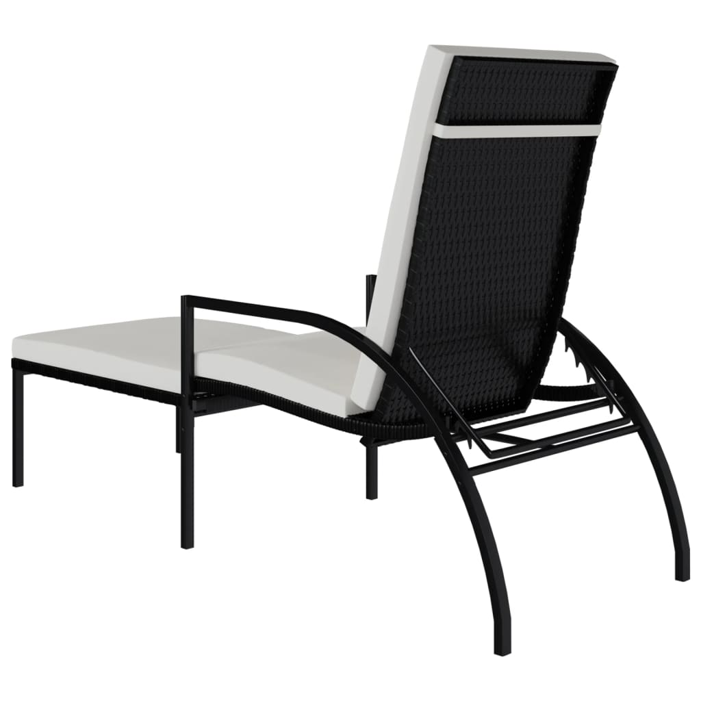 vidaXL Chaises longues avec repose-pied lot de 2 Résine tressée Noir