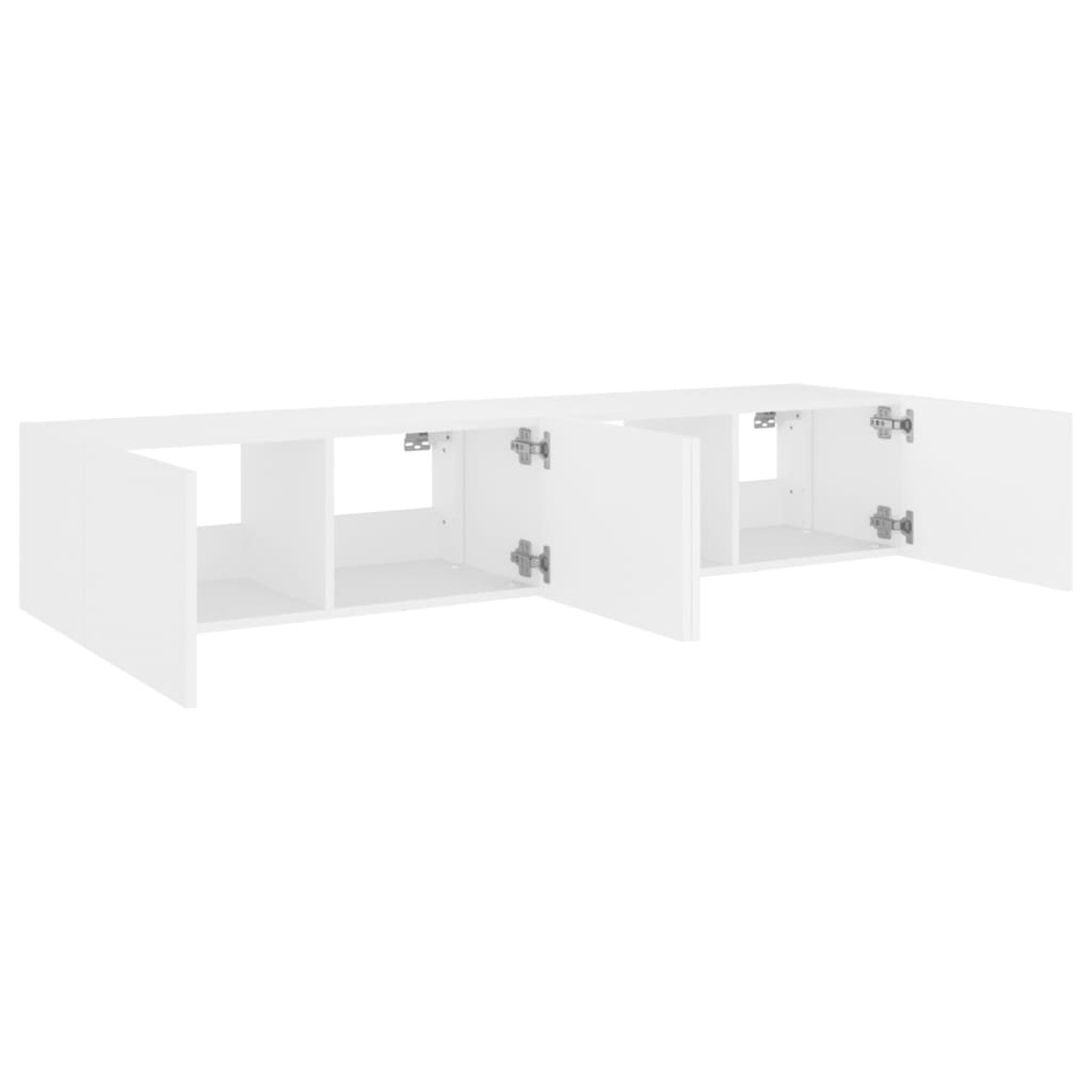 vidaXL Meubles TV muraux avec lumières LED 2 pcs blanc 80x35x31 cm