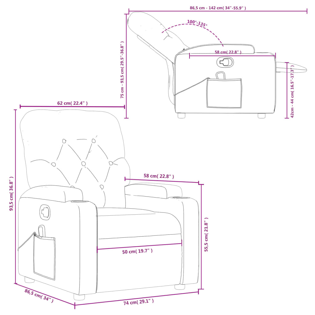 vidaXL Fauteuil de massage inclinable Marron Similicuir