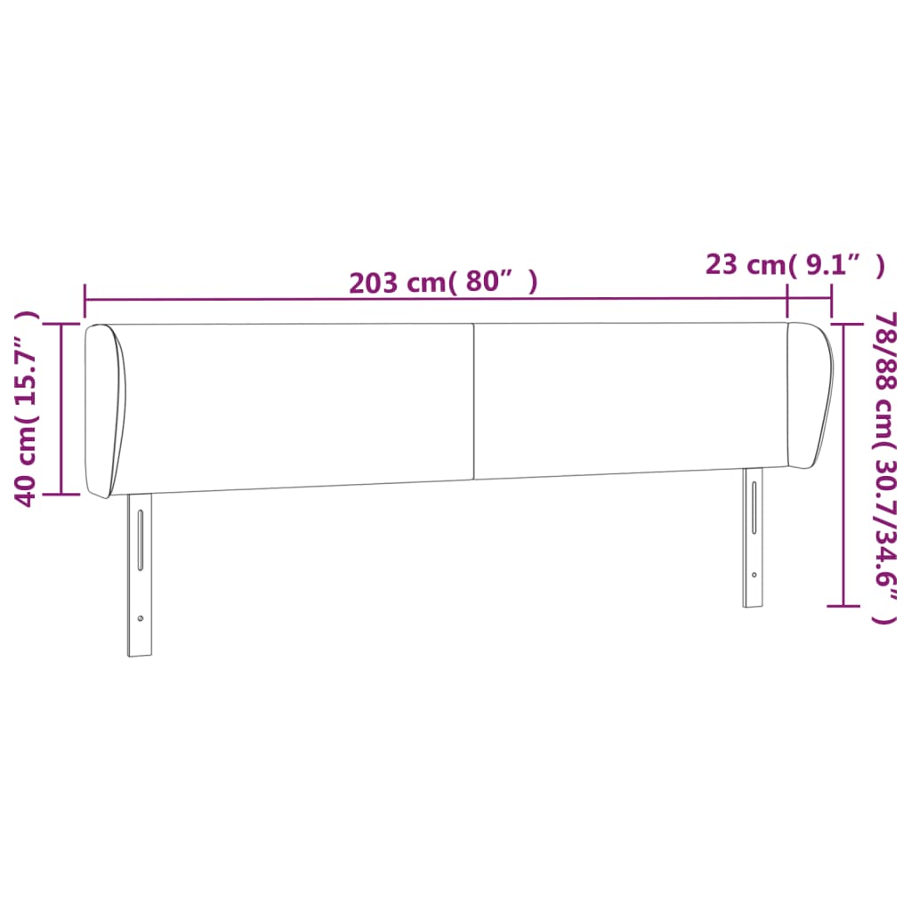 vidaXL Tête de lit avec oreilles Gris 203x23x78/88 cm Similicuir