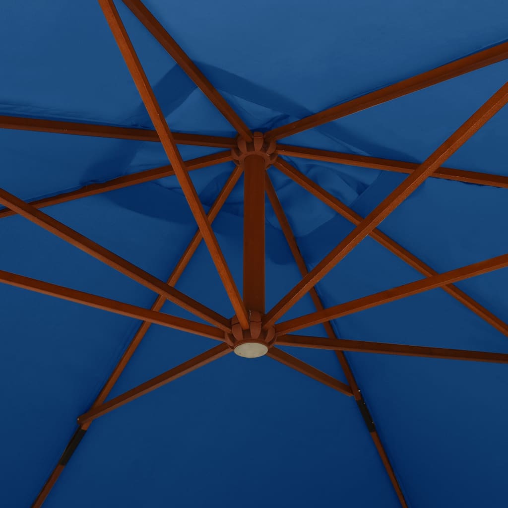 vidaXL Parasol de jardin en porte-à-faux avec mât en bois bleu azuré