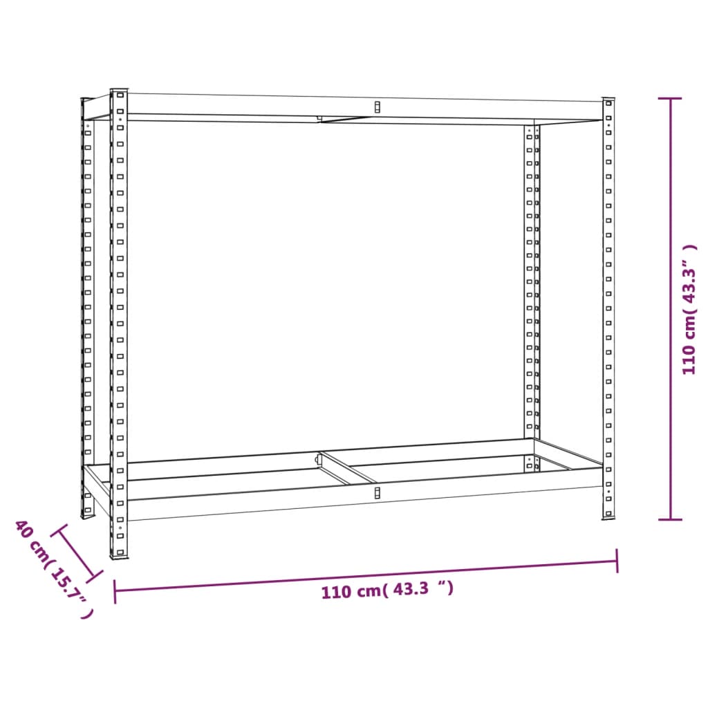 vidaXL Porte-pneus à 2 niveaux 4 pcs Argenté 110x40x110 cm Acier