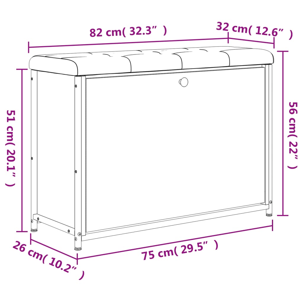 vidaXL Banc à chaussures avec tiroir rabattable chêne fumé 82x32x56 cm