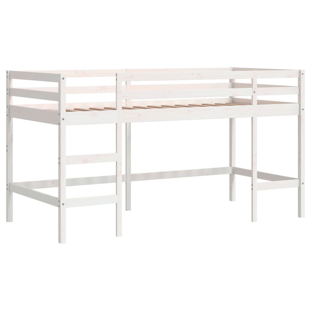 vidaXL Lit mezzanine enfants et rideaux blanc/noir 90x190cm pin massif