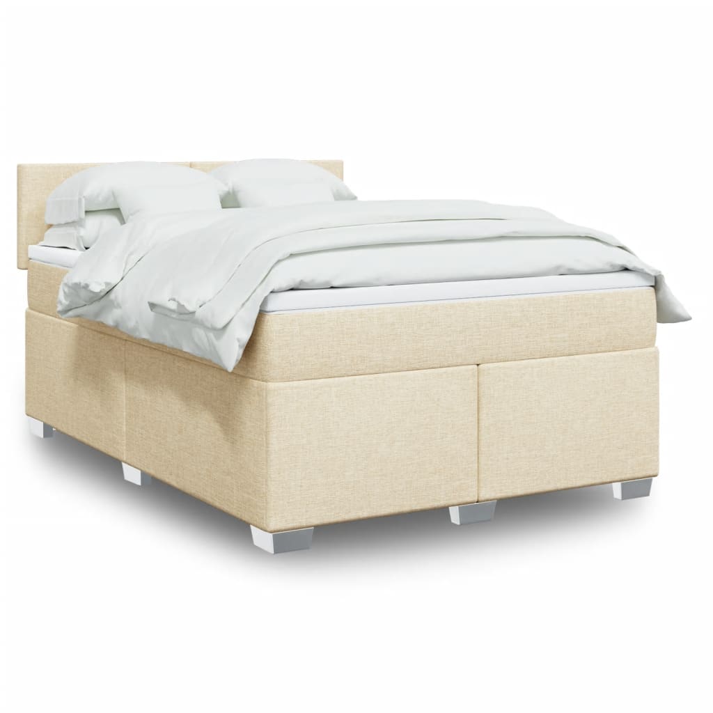 vidaXL Sommier à lattes de lit avec matelas Crème 160x200 cm Tissu