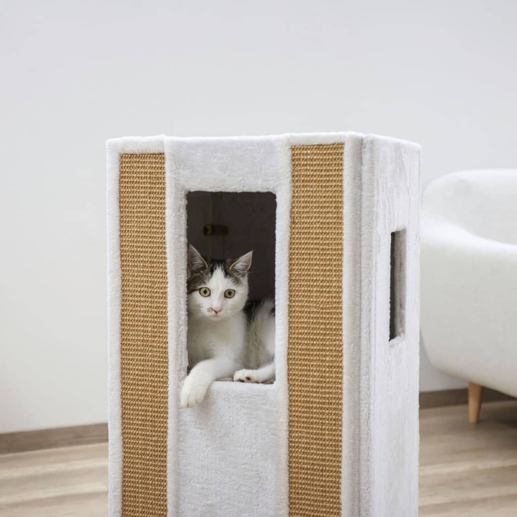 Kerbl Baril de grattage pour chats Galina 40x40x78 cm Blanc et marron