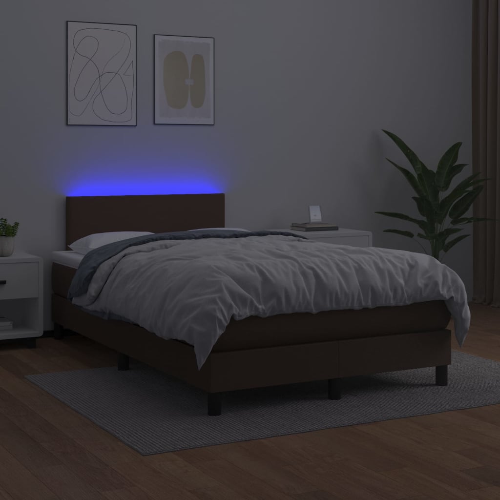 vidaXL Sommier à lattes de lit matelas et LED Marron 120x200 cm