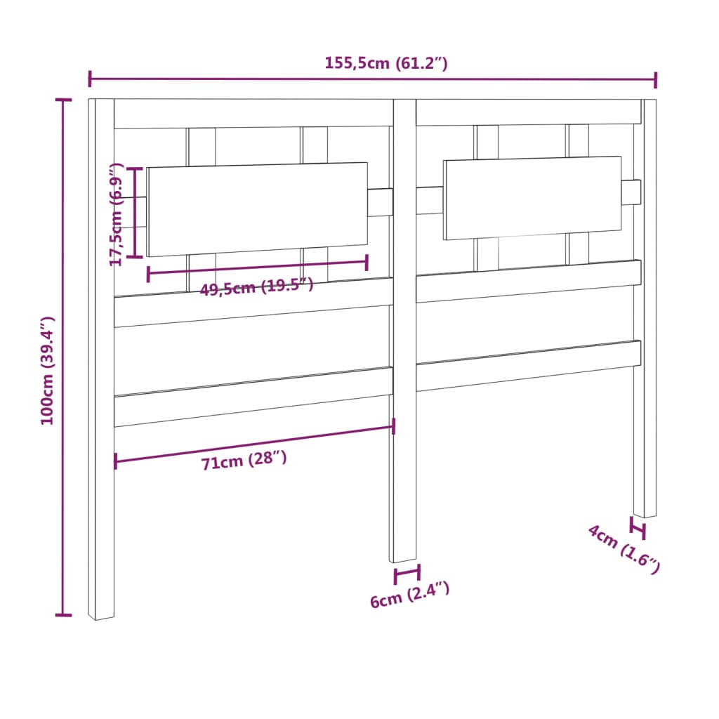 vidaXL Tête de lit blanc 155,5x4x100 cm bois massif de pin