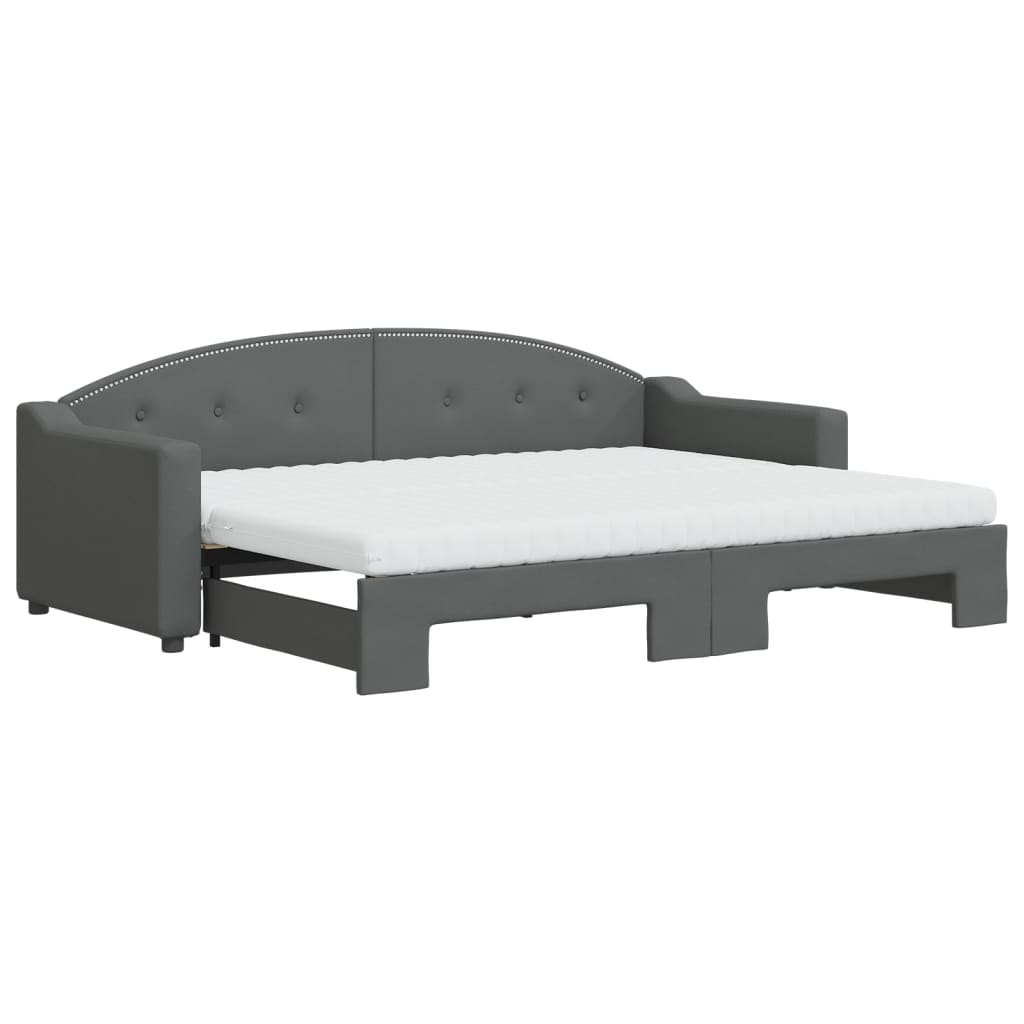 vidaXL Lit de jour avec gigogne et matelas gris foncé 80x200 cm tissu