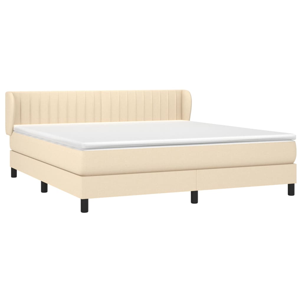 vidaXL Sommier à lattes de lit avec matelas Crème 160x200 cm Tissu