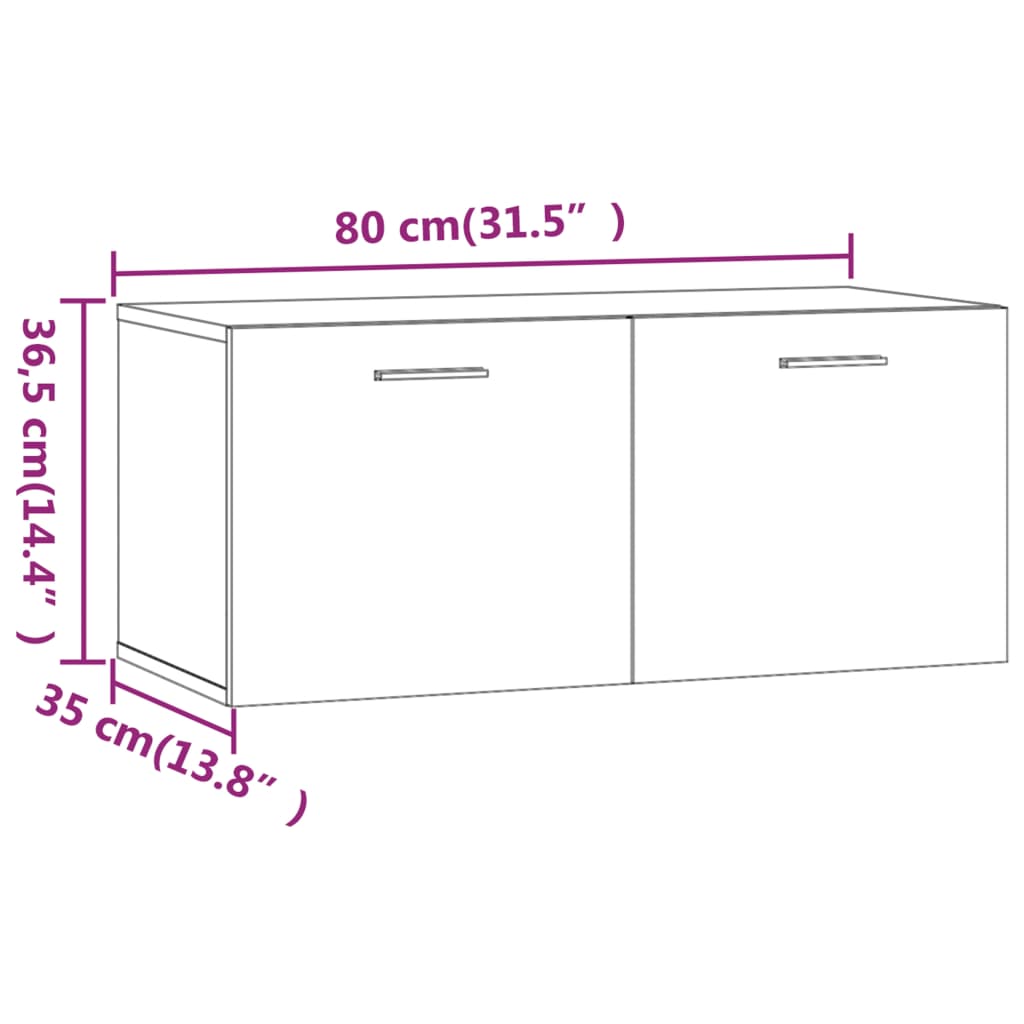 vidaXL Armoire murale Gris béton 80x35x36,5 cm Bois d'ingénierie