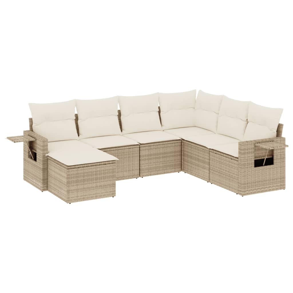 vidaXL Salon de jardin avec coussins 7 pcs beige résine tressée