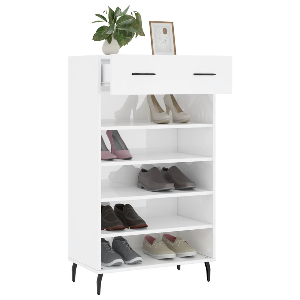 vidaXL Armoire à chaussure Blanc brillant 60x35x105 cm Bois ingénierie