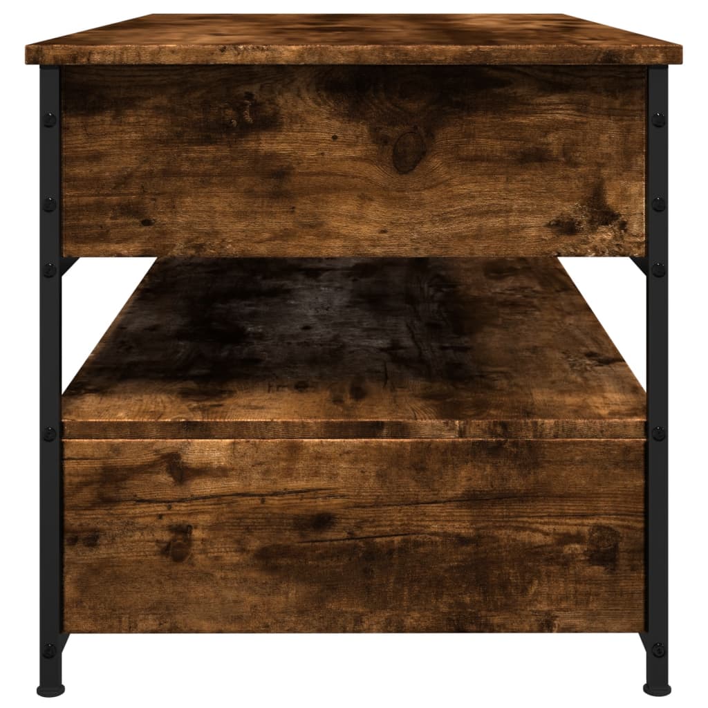 vidaXL Table basse chêne fumé 85x50x50 cm bois d'ingénierie et métal