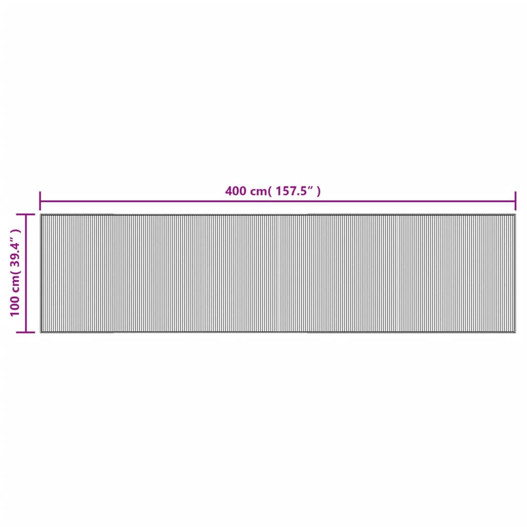 vidaXL Tapis rectangulaire marron 100x400 cm bambou