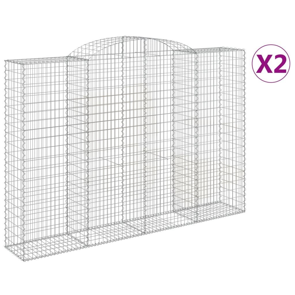 vidaXL Paniers à gabions arqués 2 pcs 300x50x200/220 cm fer galvanisé