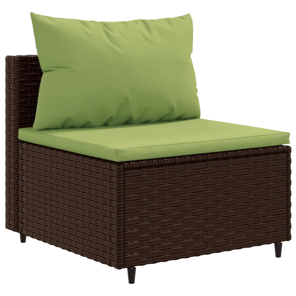 vidaXL Salon de jardin 6 pcs avec coussins Marron Résine tressée