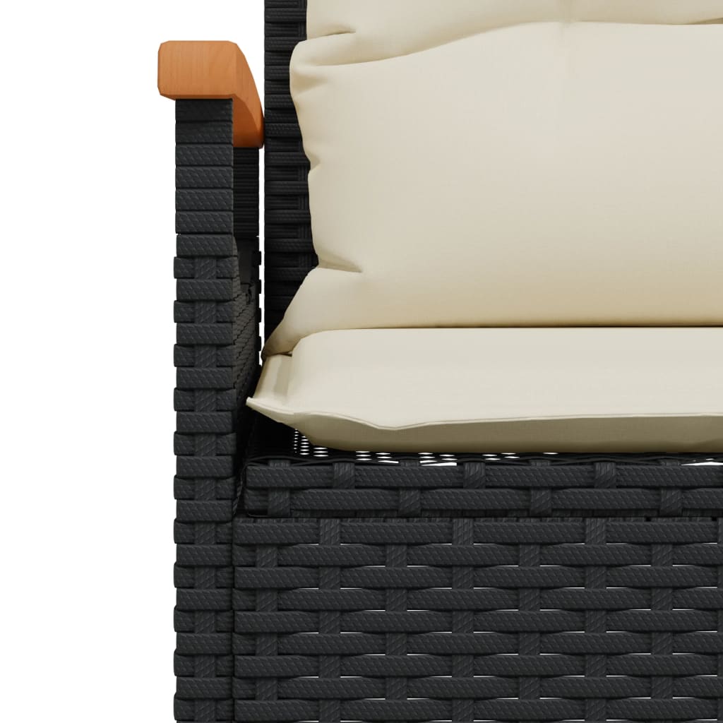 vidaXL Salon de jardin 4 pcs avec coussins noir résine tressée