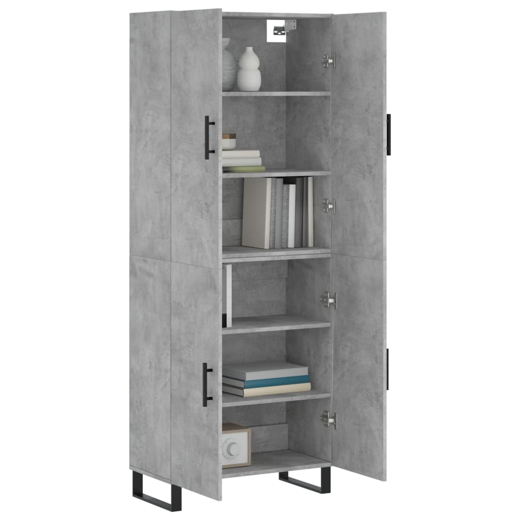 vidaXL Buffet haut Gris béton 69,5x34x180 cm Bois d'ingénierie