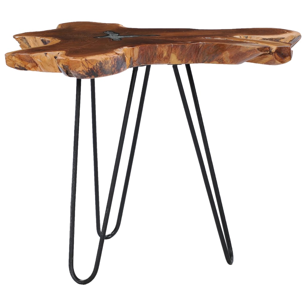 vidaXL Table basse 70x45 cm Bois de teck massif et polyrésine