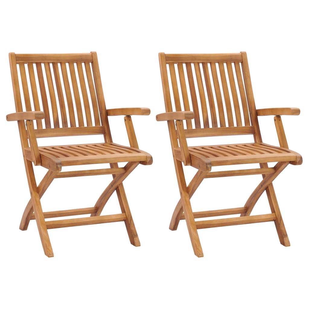 vidaXL Chaises de jardin pliables lot de 2 Bois de teck massif