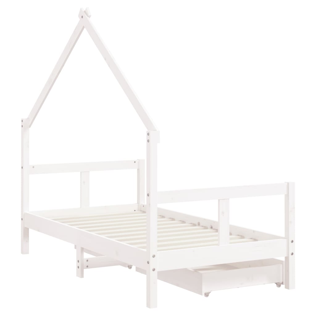 vidaXL Cadre de lit pour enfant tiroirs blanc 80x160cm bois pin massif