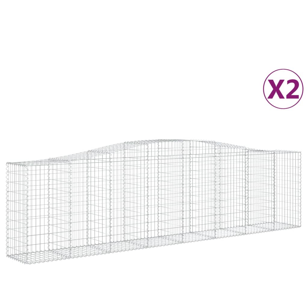 vidaXL Paniers à gabions arqués 2 pcs 400x50x100/120 cm Fer galvanisé