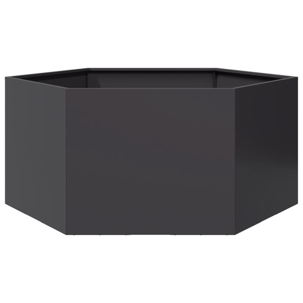 vidaXL Jardinière noir hexagone 104x90x45 cm acier