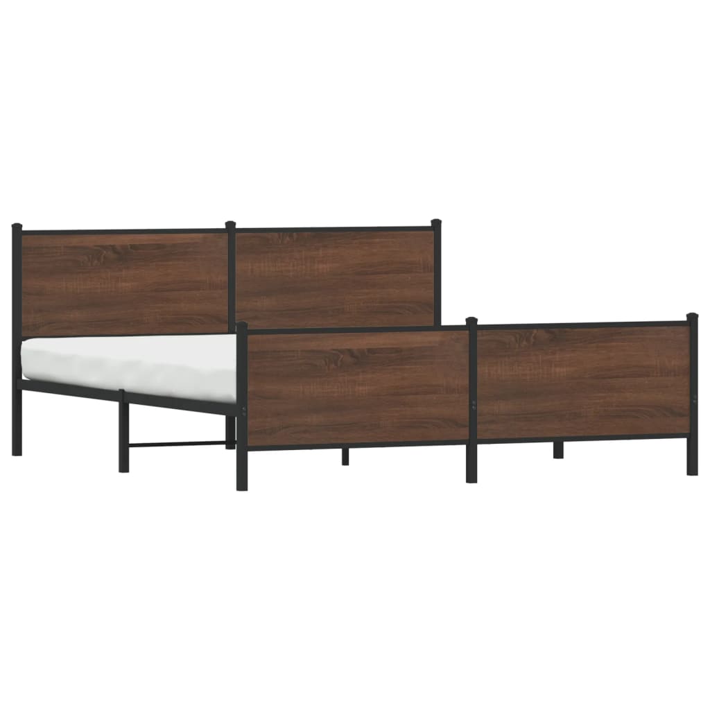 vidaXL Cadre de lit en métal sans matelas chêne marron 193x203 cm