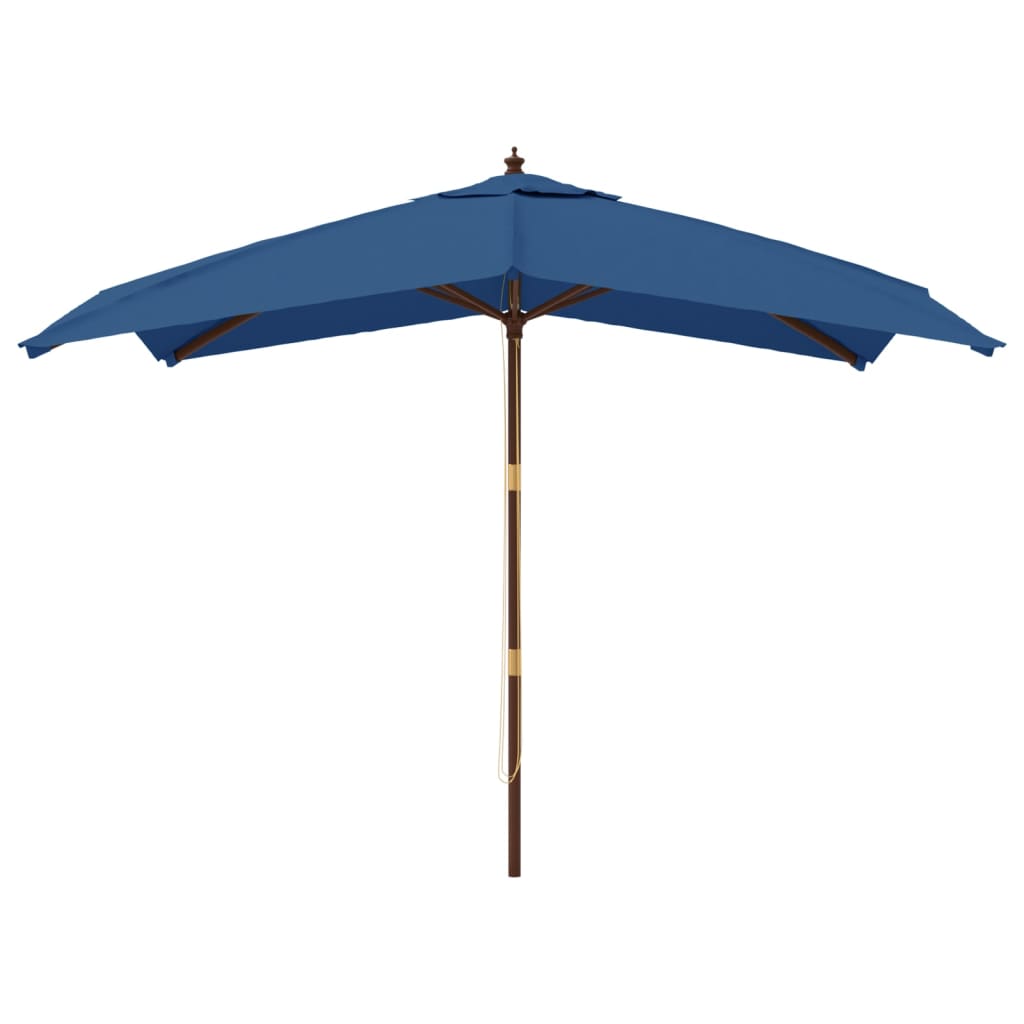 vidaXL Parasol de jardin avec mât en bois bleu azuré 300x300x273 cm