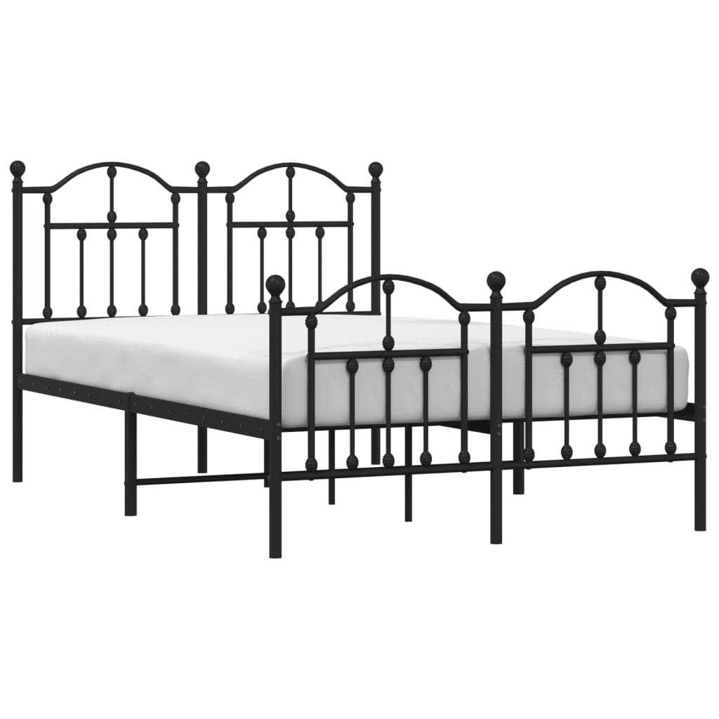 vidaXL Cadre de lit métal sans matelas avec pied de lit noir 120x200cm