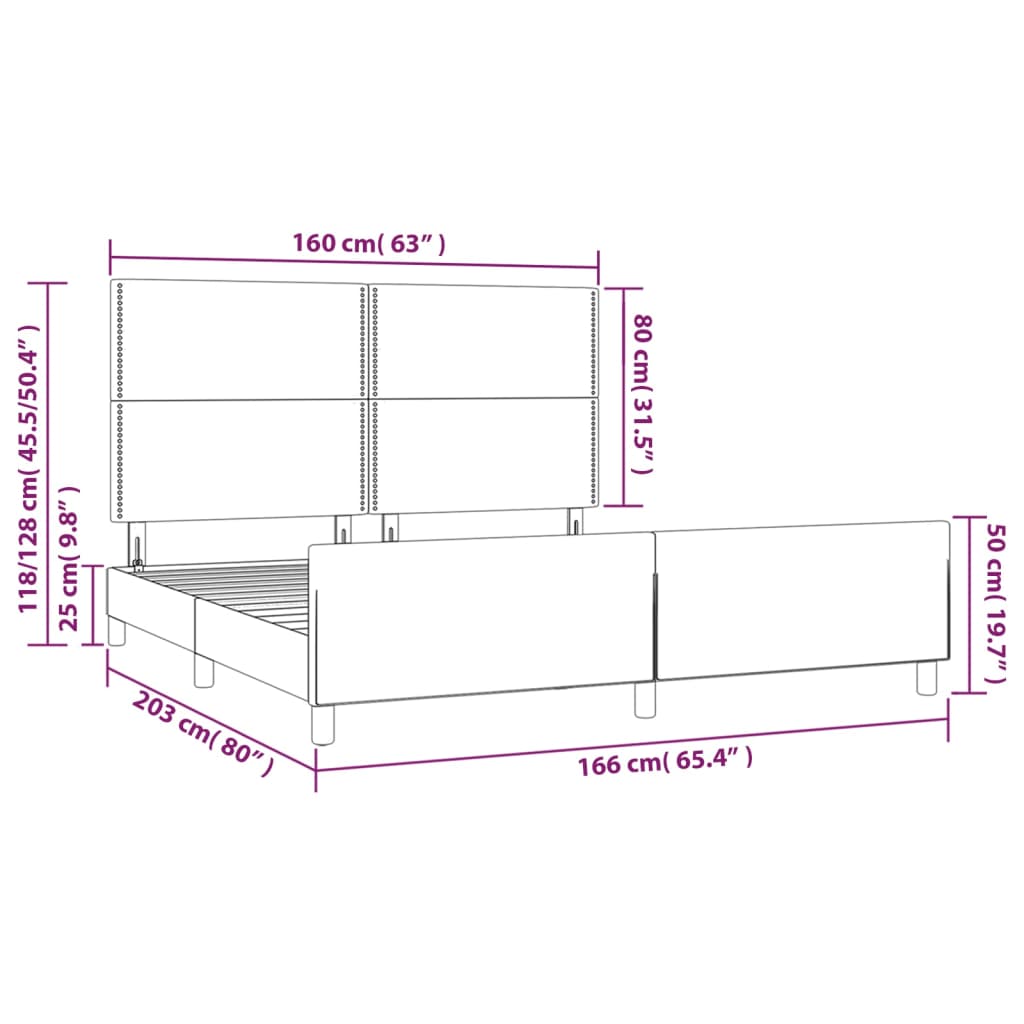 vidaXL Cadre de lit sans matelas bleu foncé 160x200 cm velours