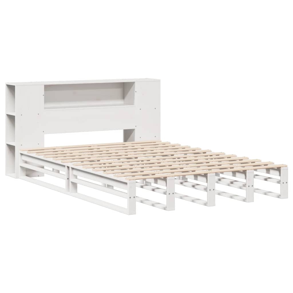 vidaXL Lit bibliothèque sans matelas blanc 120x200 cm bois massif