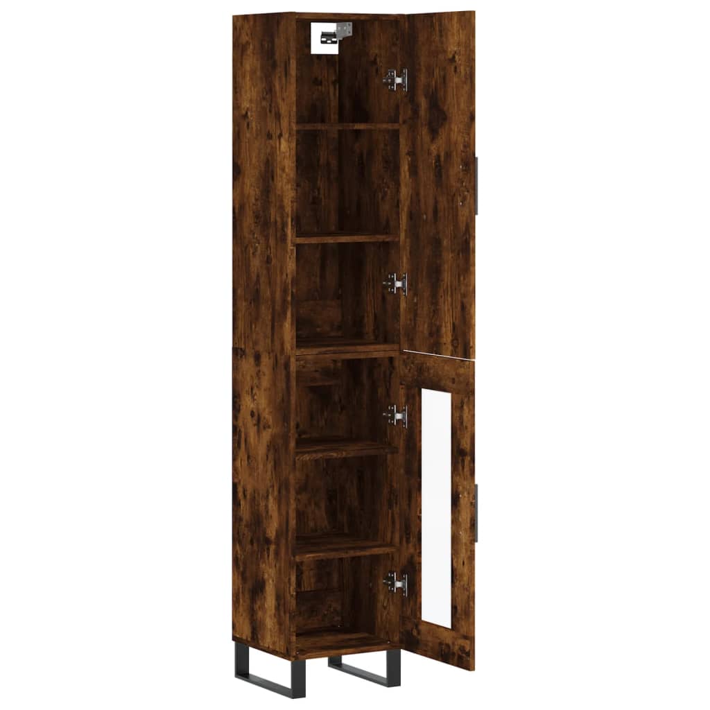 vidaXL Buffet haut Chêne fumé 34,5x34x180 cm Bois d'ingénierie