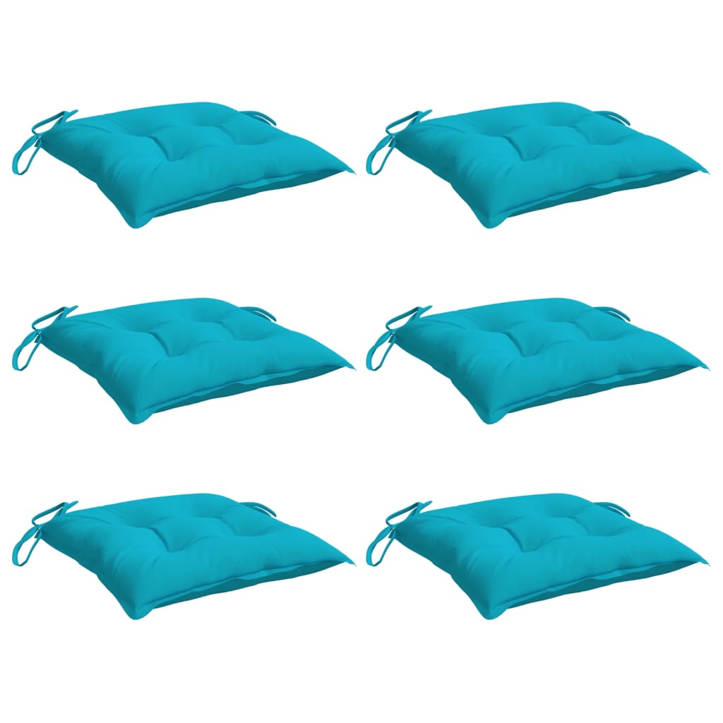 vidaXL Coussins de chaise lot de 6 turquoise 40x40x7 cm tissu