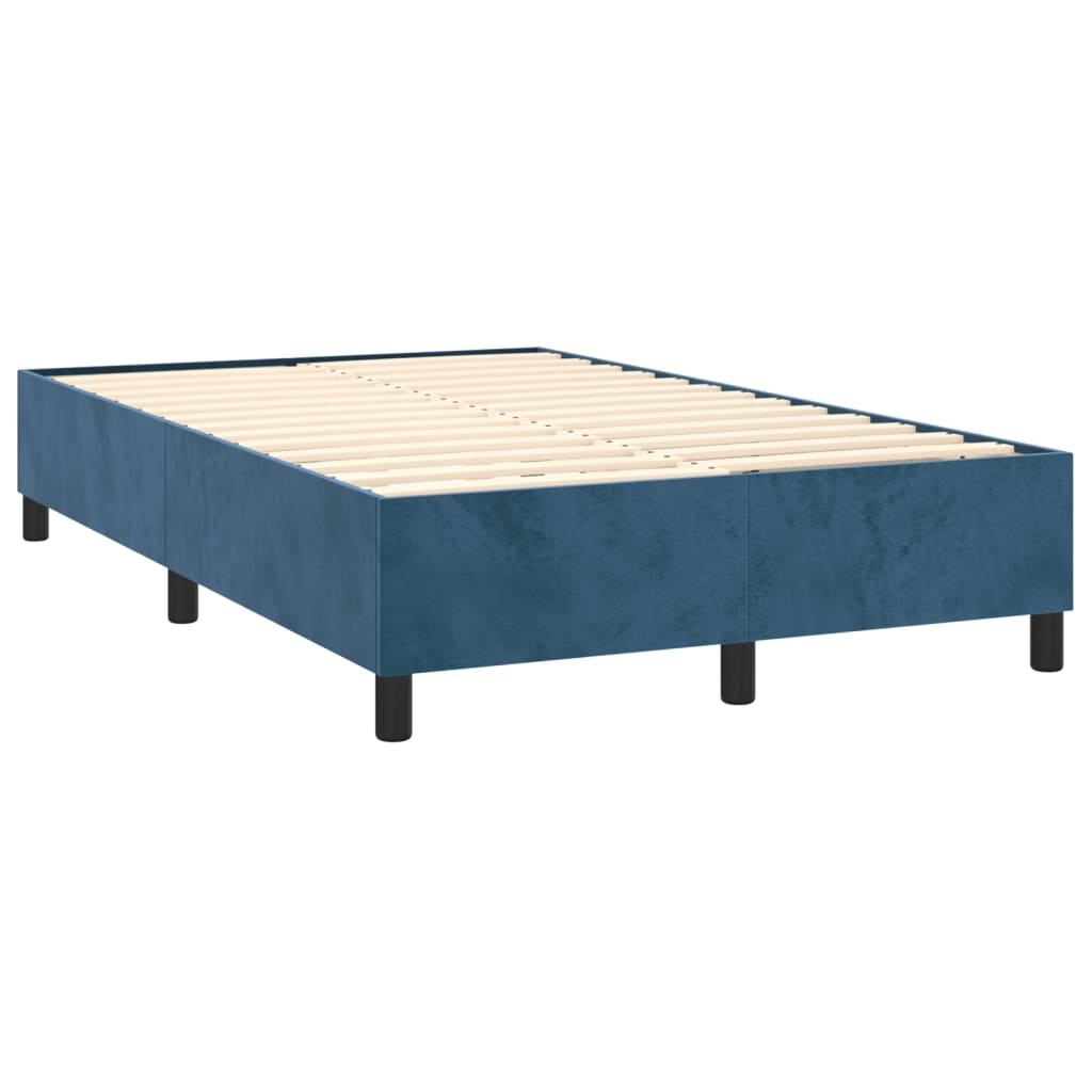 vidaXL Sommier à lattes de lit et matelas bleu foncé 120x190cm velours