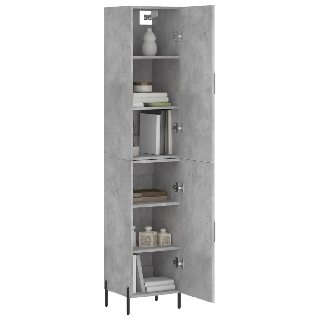 vidaXL Buffet haut Gris béton 34,5x34x180 cm Bois d'ingénierie