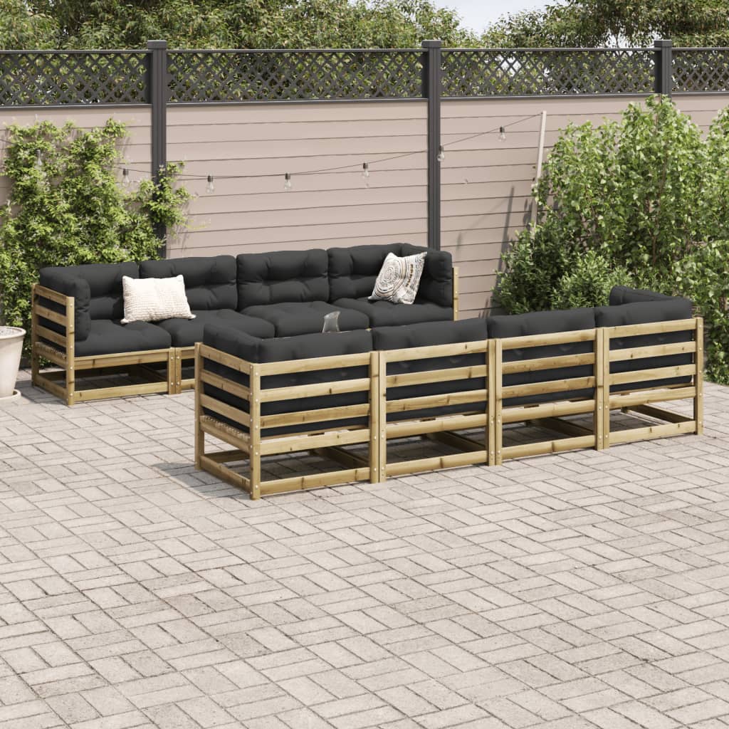 vidaXL Salon de jardin 9 pcs bois de pin imprégné