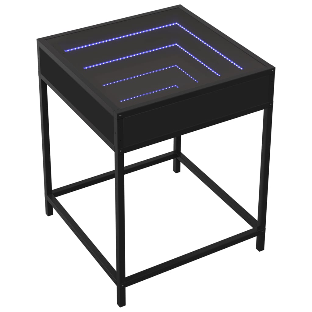 vidaXL Table de chevet avec LED infini noir 40x40x51 cm