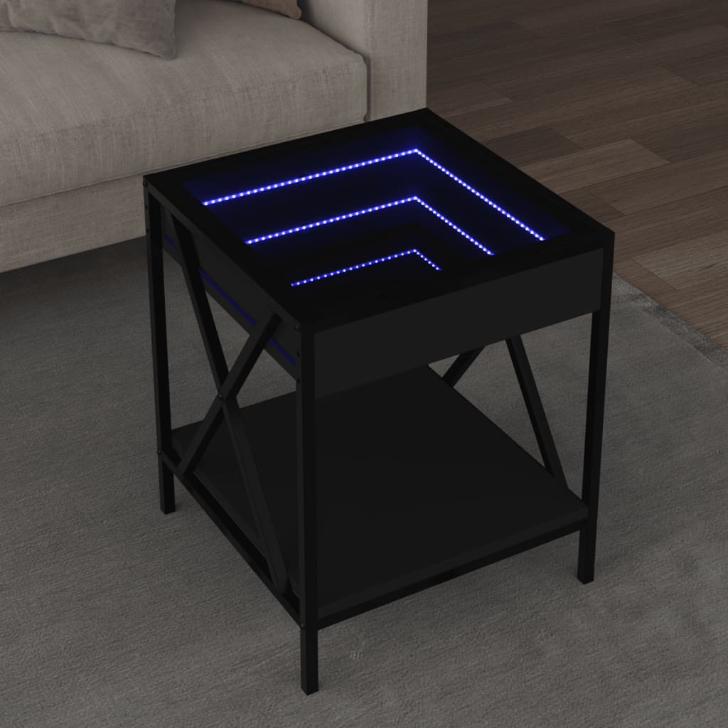 vidaXL Table basse avec LED Infinity noir 40x40x49 cm