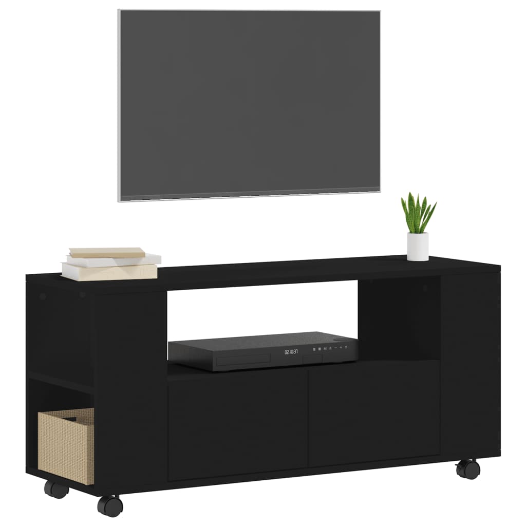 vidaXL Meuble TV noir 102x34,5x43 cm bois d'ingénierie