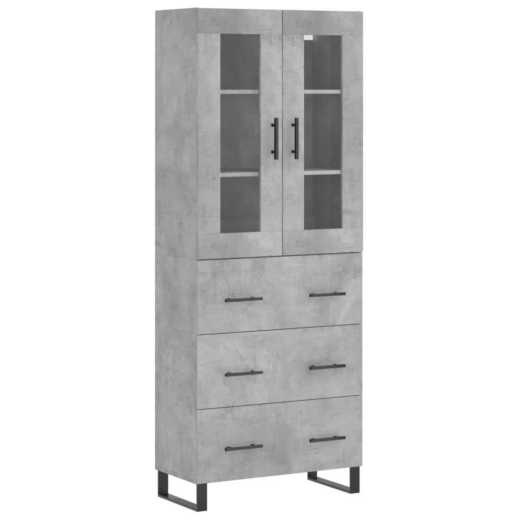 vidaXL Buffet haut Gris béton 69,5x34x180 cm Bois d'ingénierie