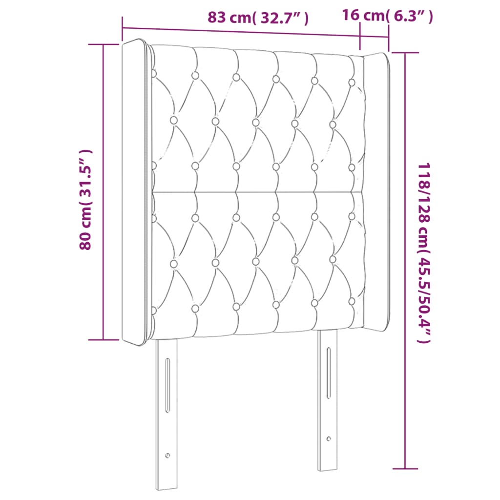 vidaXL Tête de lit à LED Marron foncé 83x16x118/128 cm Tissu