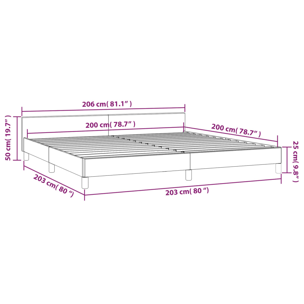 vidaXL Cadre de lit sans matelas gris foncé 200x200 cm tissu