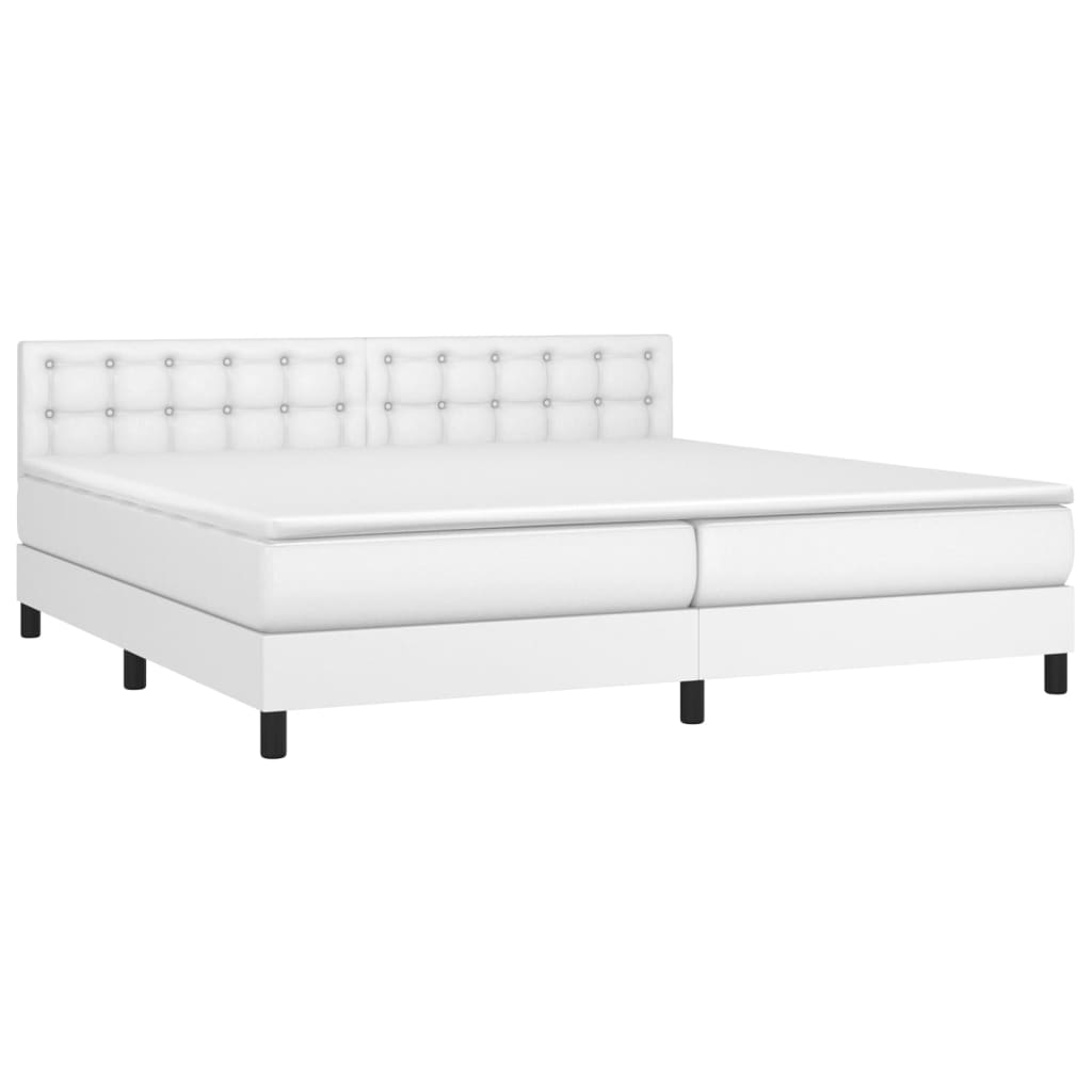 vidaXL Sommier à lattes de lit avec matelas Blanc 200x200cm Similicuir