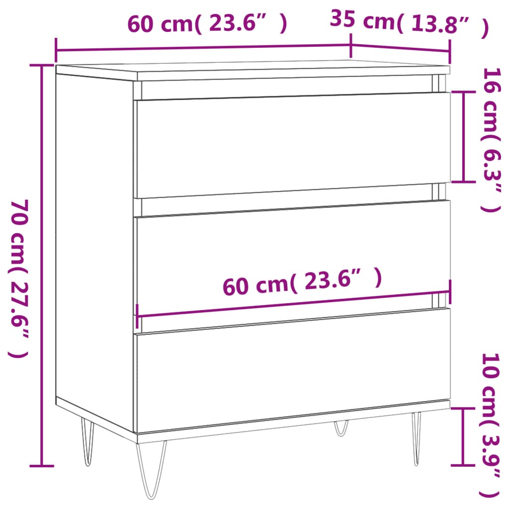 vidaXL Buffet Sonoma gris 60x35x70 cm Bois d'ingénierie